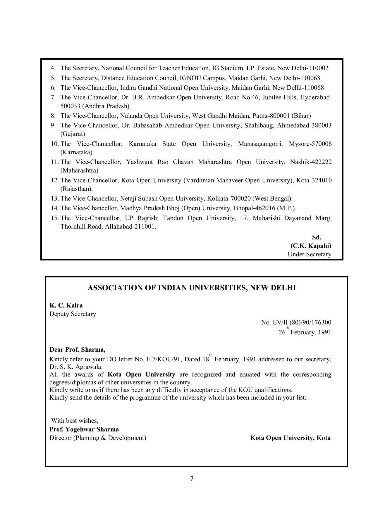 Vardhaman Mahaveer Open University (VMOU) Kota Prospectus 2021-22 - Page 7