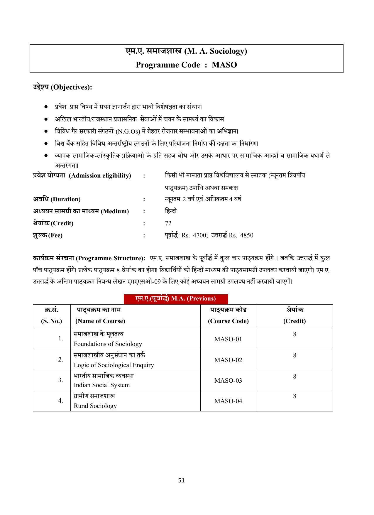 Vardhaman Mahaveer Open University (VMOU) Kota Prospectus 2021-22 - Page 51