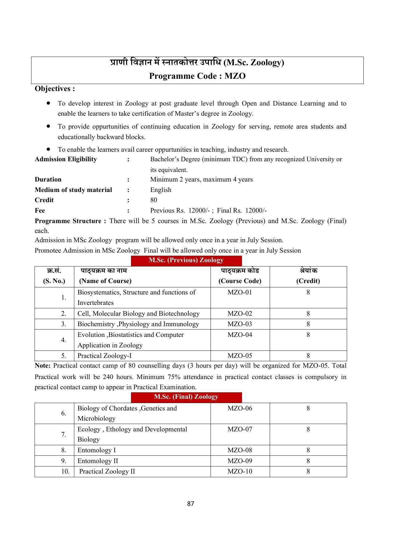 Vardhaman Mahaveer Open University (VMOU) Kota Prospectus 2021-22 - Page 87