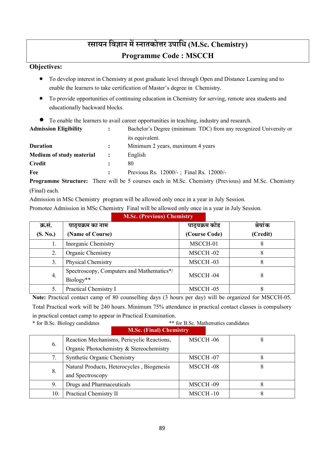 Vardhaman Mahaveer Open University (VMOU) Kota Prospectus 2021-22 - Page 89