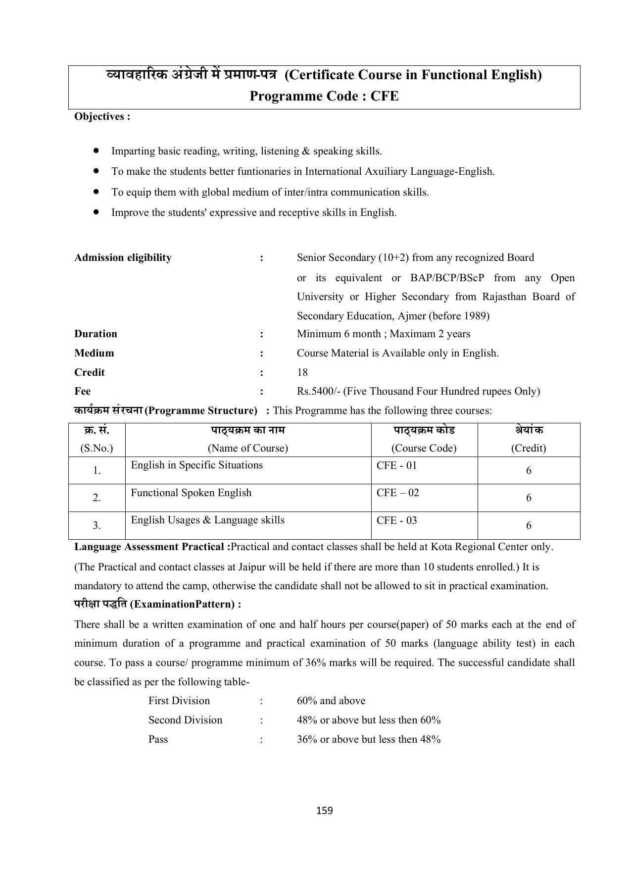 Vardhaman Mahaveer Open University (VMOU) Kota Prospectus 2021-22 - Page 159