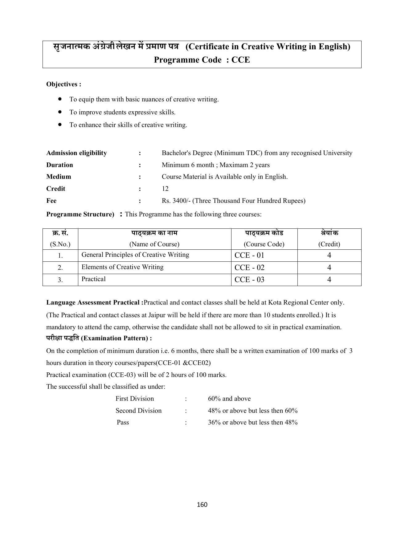 Vardhaman Mahaveer Open University (VMOU) Kota Prospectus 2021-22 - Page 160