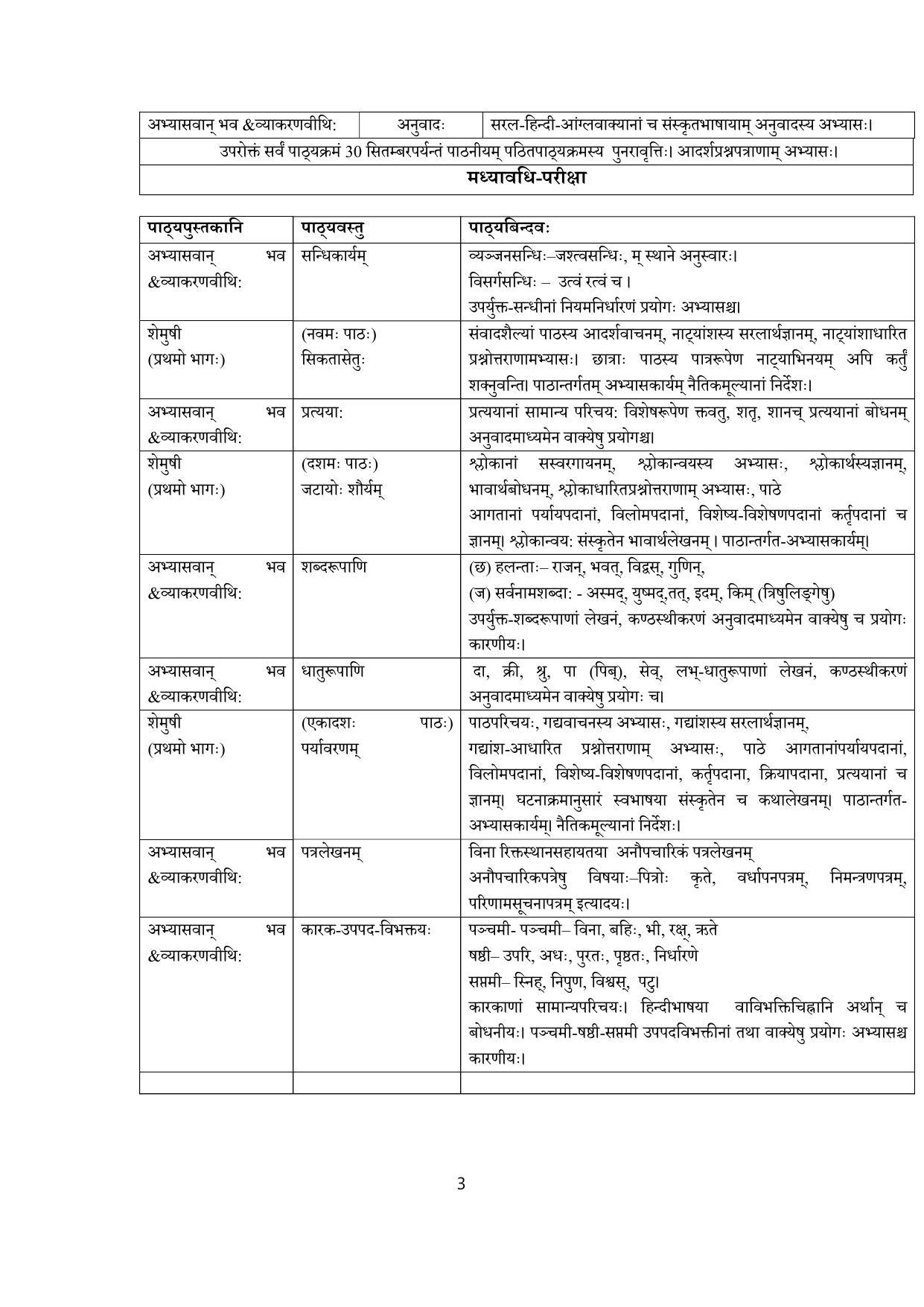 Edudel Class 9 Sanskrit Syllabus - Page 3