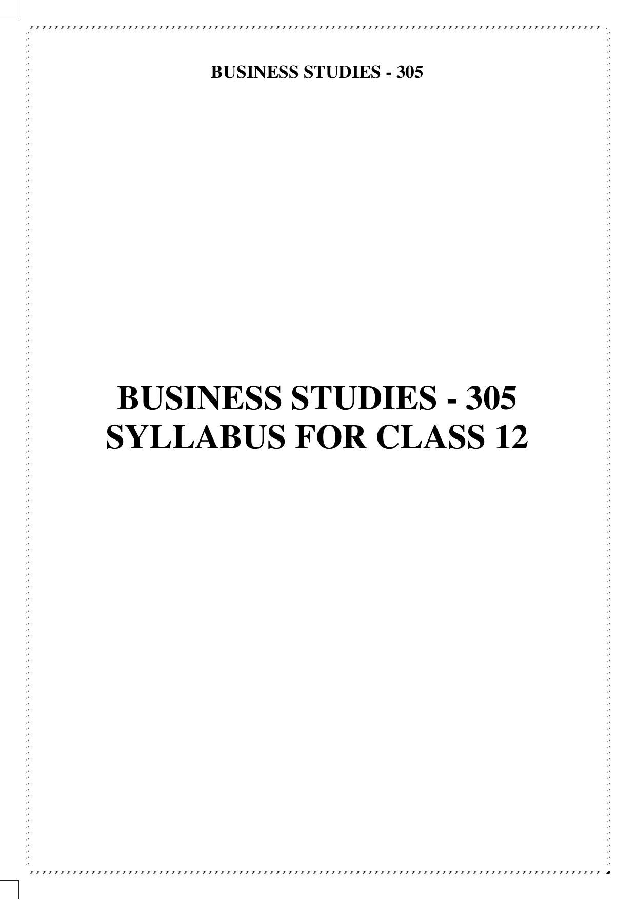 CUET Syllabus for Business Studies (English) - Page 1