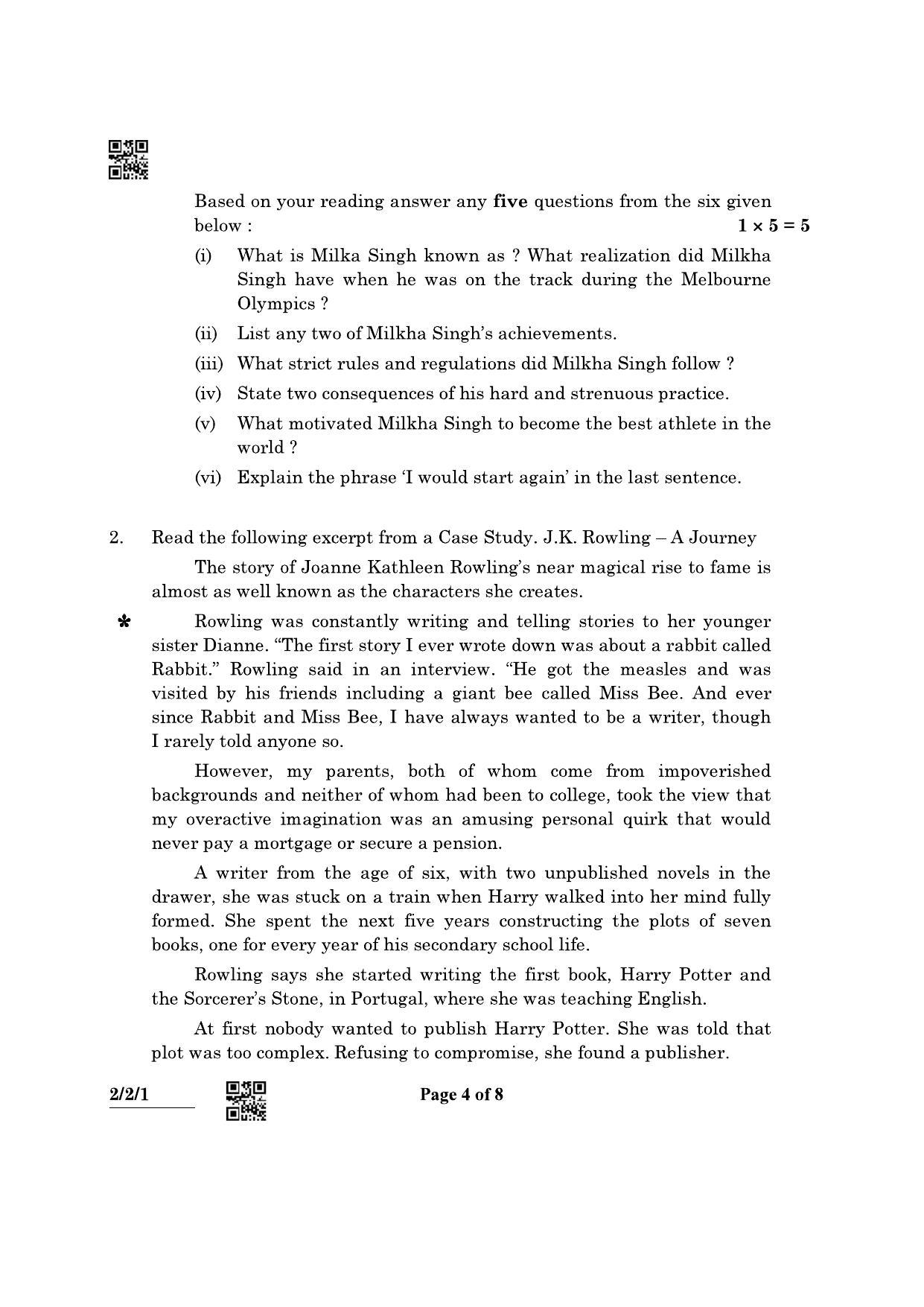CBSE Class 10 2-2-1 (English L & L) 2022 Question Paper - Page 4