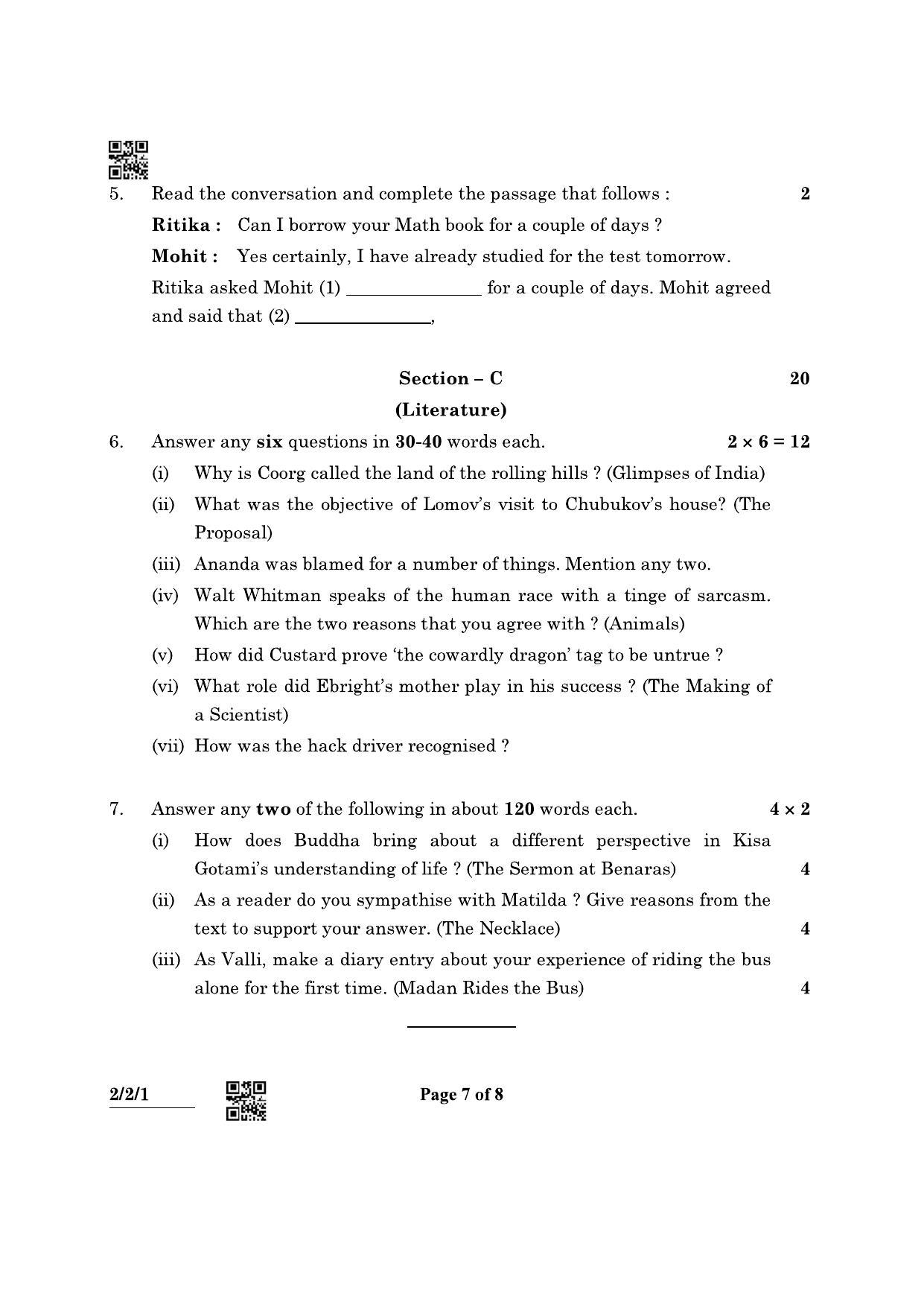 CBSE Class 10 2-2-1 (English L & L) 2022 Question Paper - Page 7
