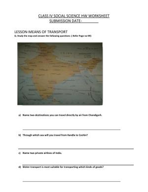 Worksheet for Class 4 Social Science Means Of Transport Assignment 2
