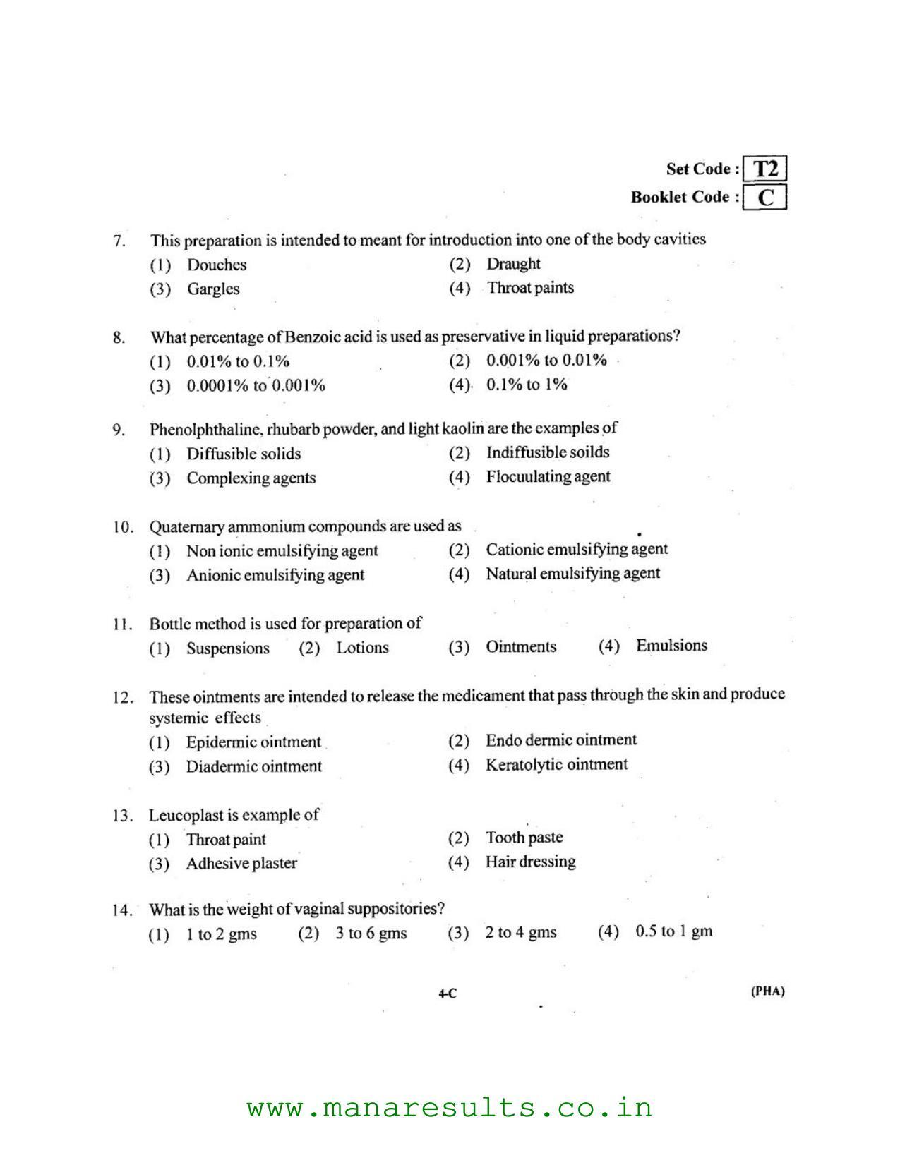 AP ECET 2016 Pharmacy Old Previous Question Papers - Page 2