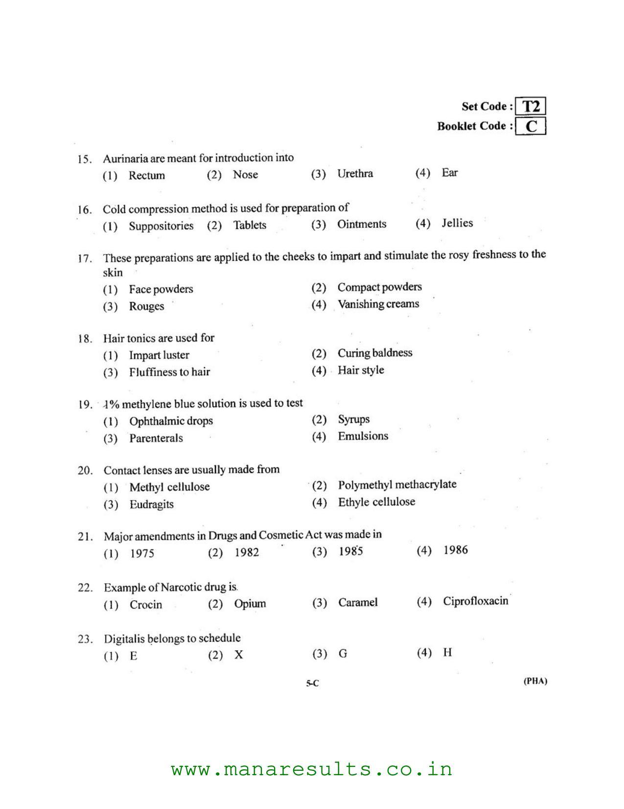 AP ECET 2016 Pharmacy Old Previous Question Papers - Page 3