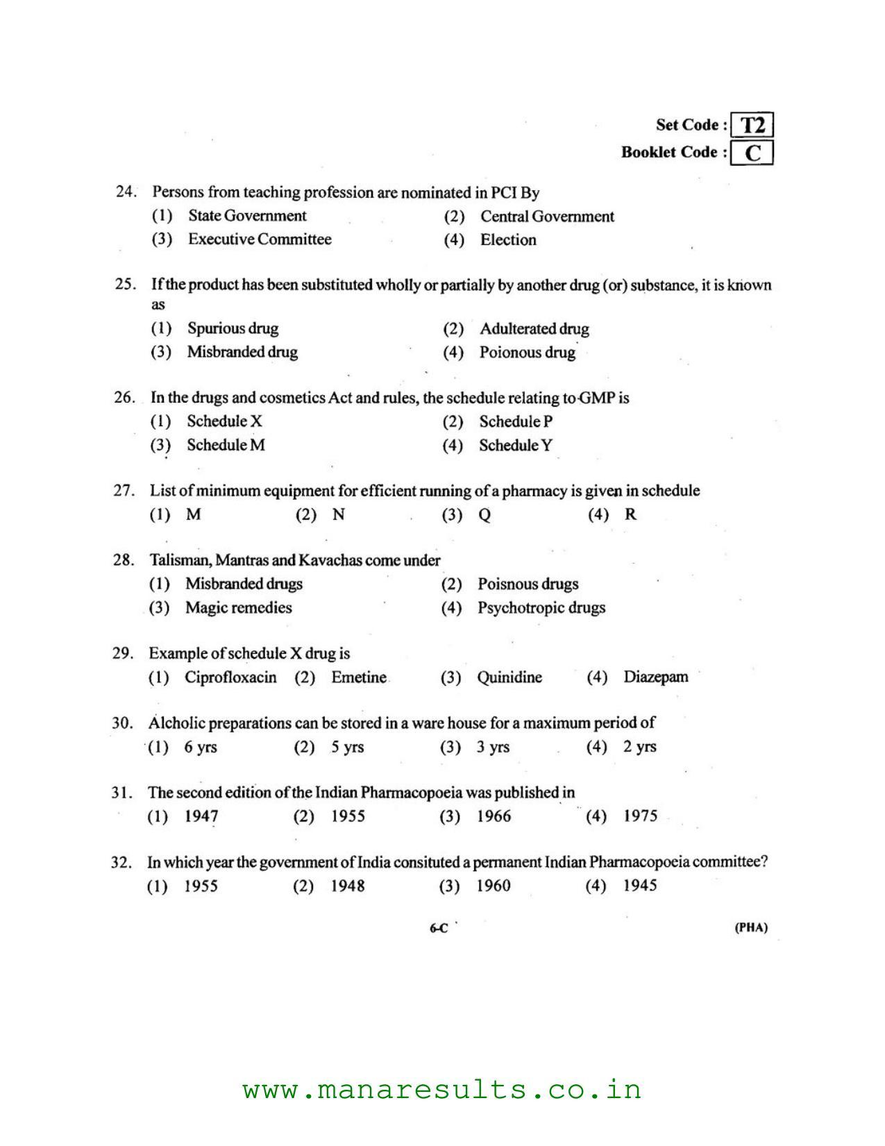 AP ECET 2016 Pharmacy Old Previous Question Papers - Page 4