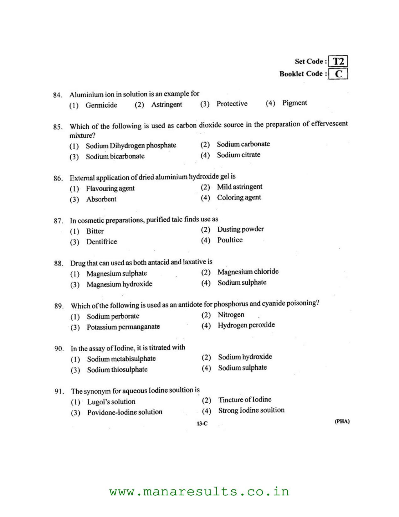 AP ECET 2016 Pharmacy Old Previous Question Papers - Page 11