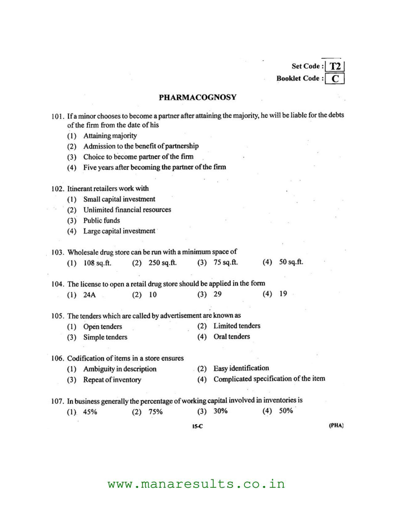 AP ECET 2016 Pharmacy Old Previous Question Papers - Page 13