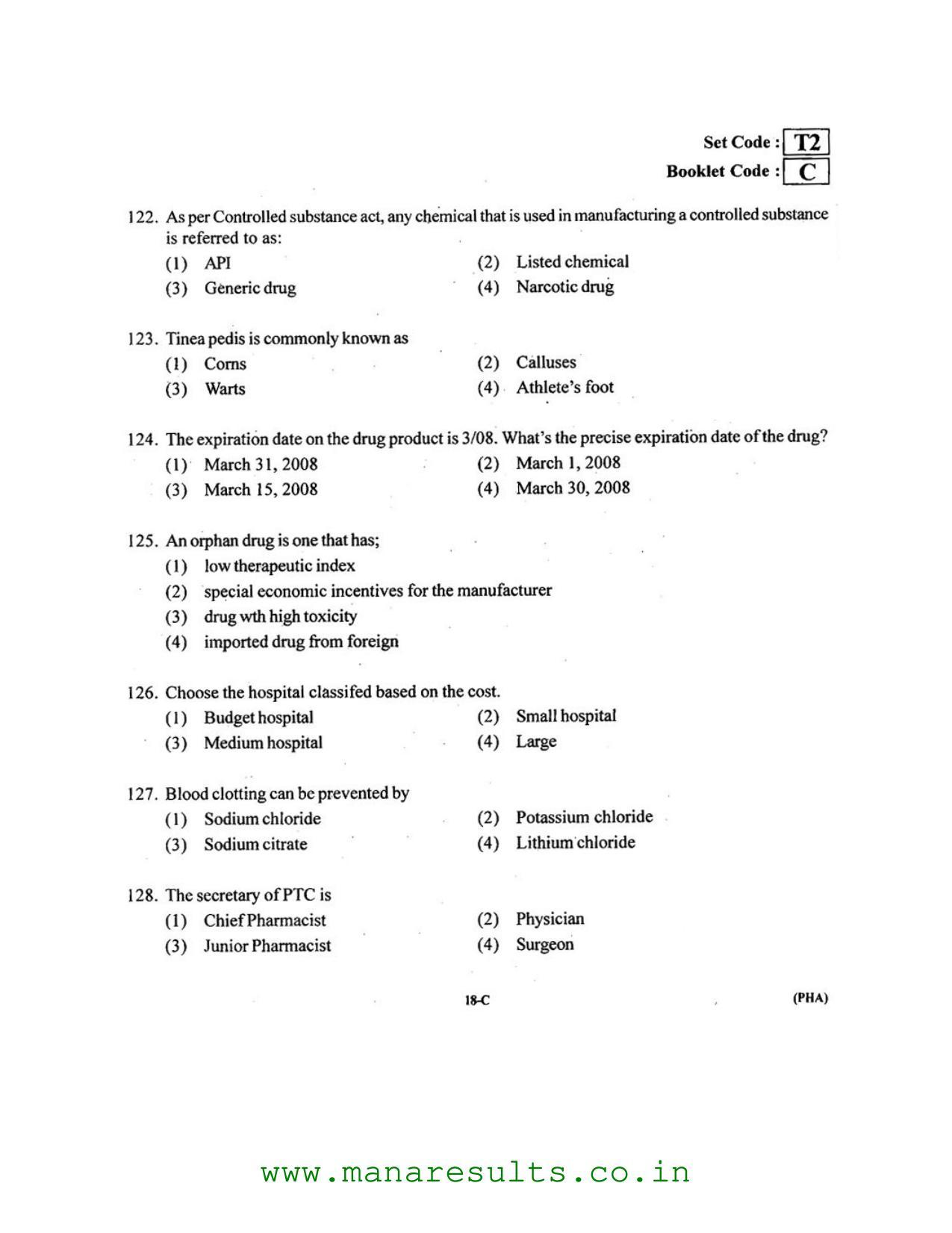 AP ECET 2016 Pharmacy Old Previous Question Papers - Page 16