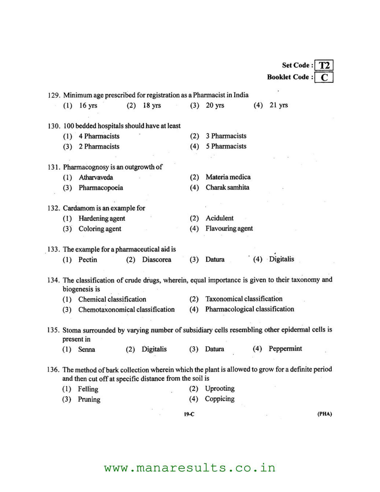 AP ECET 2016 Pharmacy Old Previous Question Papers - Page 17