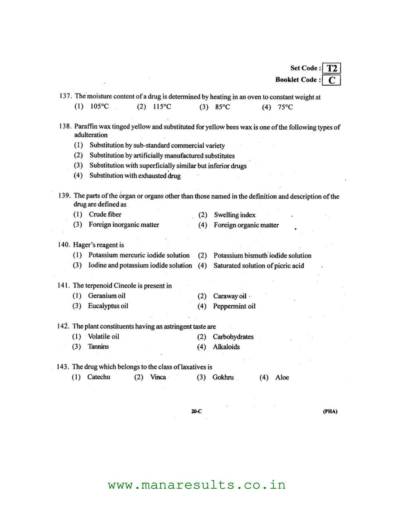 AP ECET 2016 Pharmacy Old Previous Question Papers - Page 18