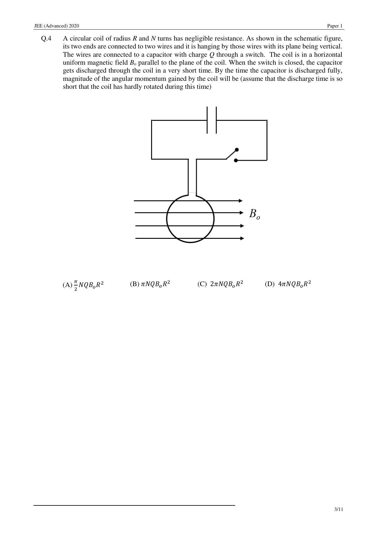 JEE (Advanced) 2020 Paper I - English Question Paper - Page 3