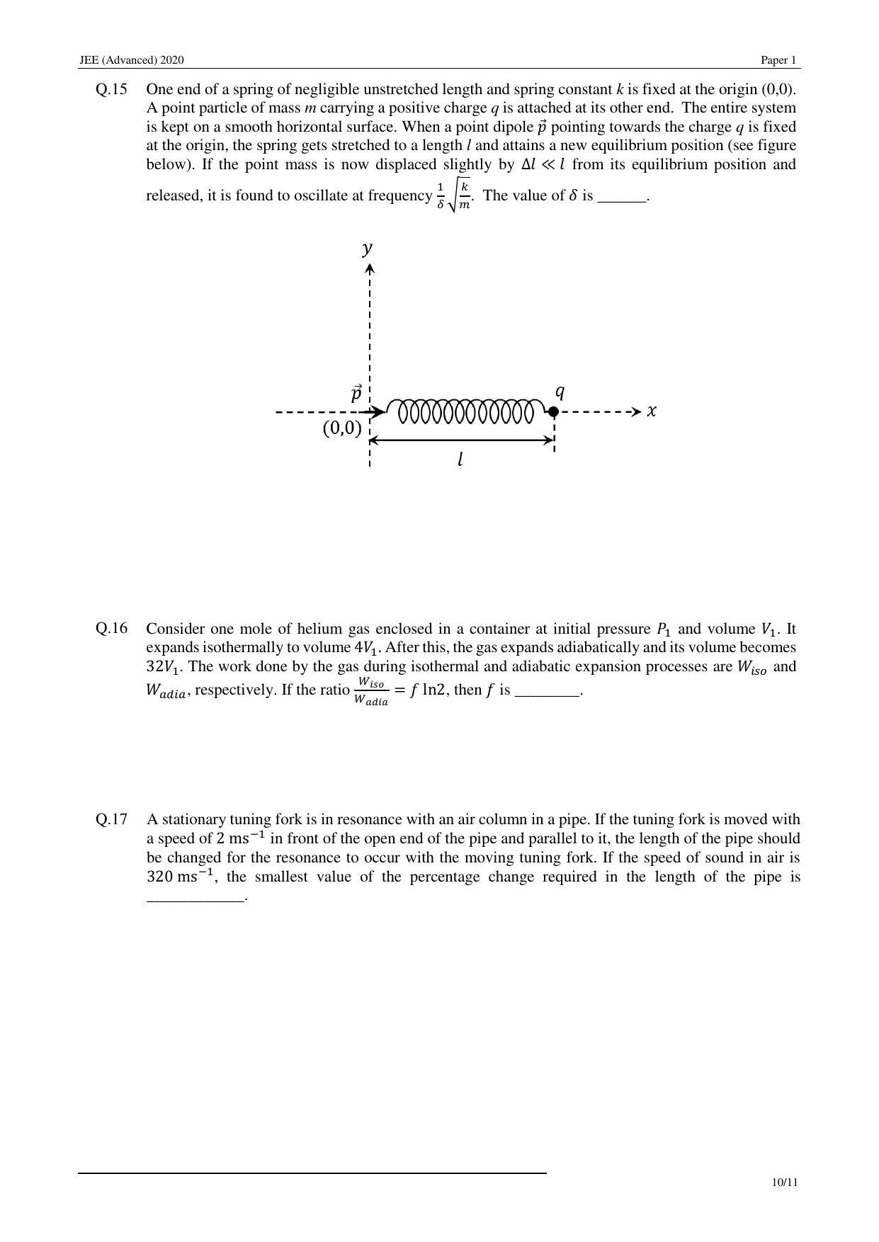 JEE (Advanced) 2020 Paper I - English Question Paper - Page 10