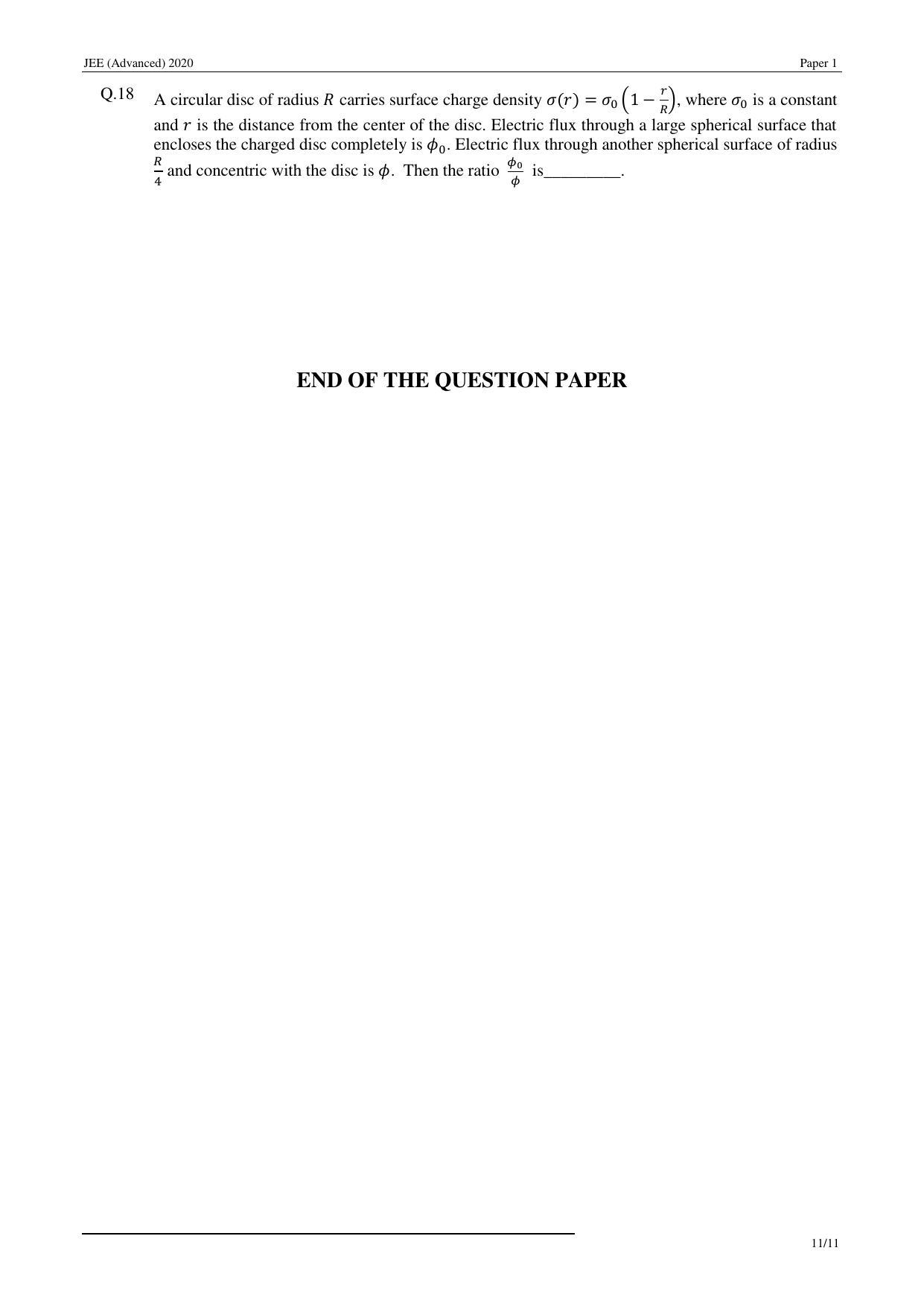 JEE (Advanced) 2020 Paper I - English Question Paper - Page 11