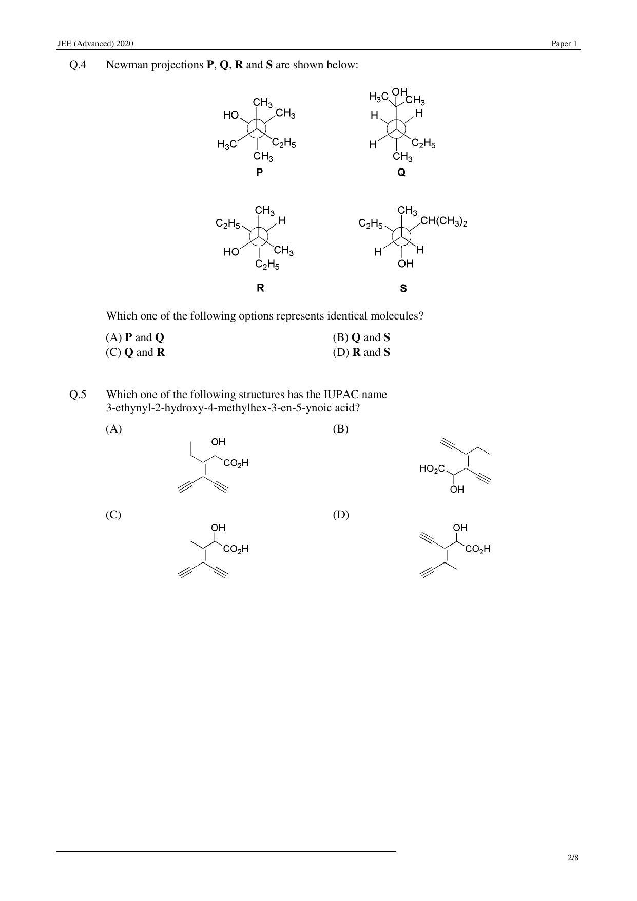 JEE (Advanced) 2020 Paper I - English Question Paper - Page 13