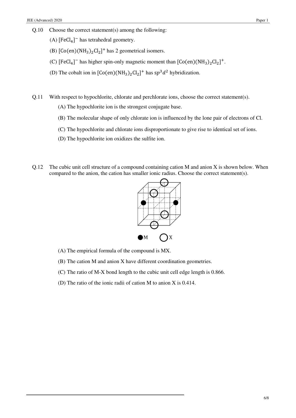 JEE (Advanced) 2020 Paper I - English Question Paper - Page 17