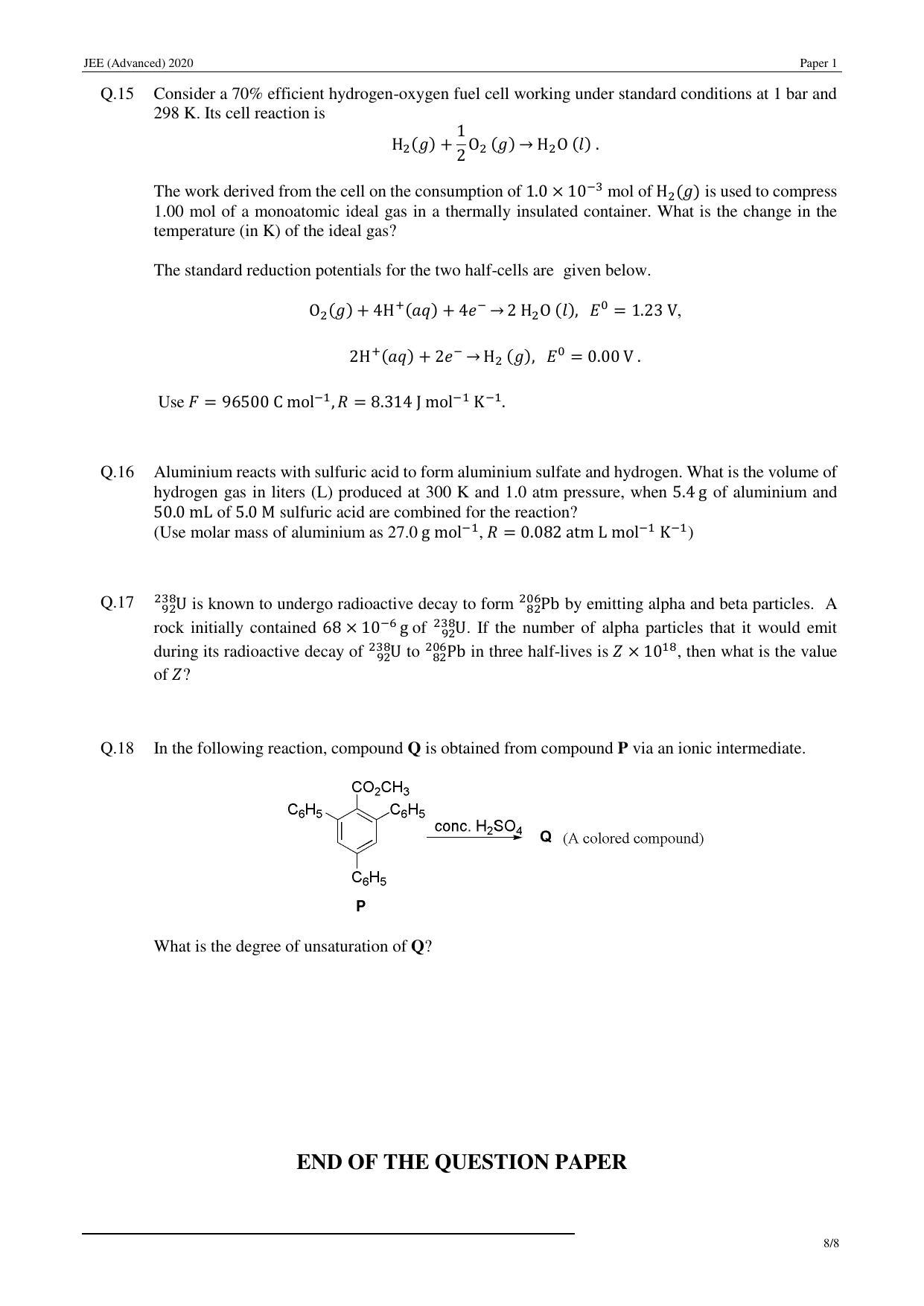 JEE (Advanced) 2020 Paper I - English Question Paper - Page 19