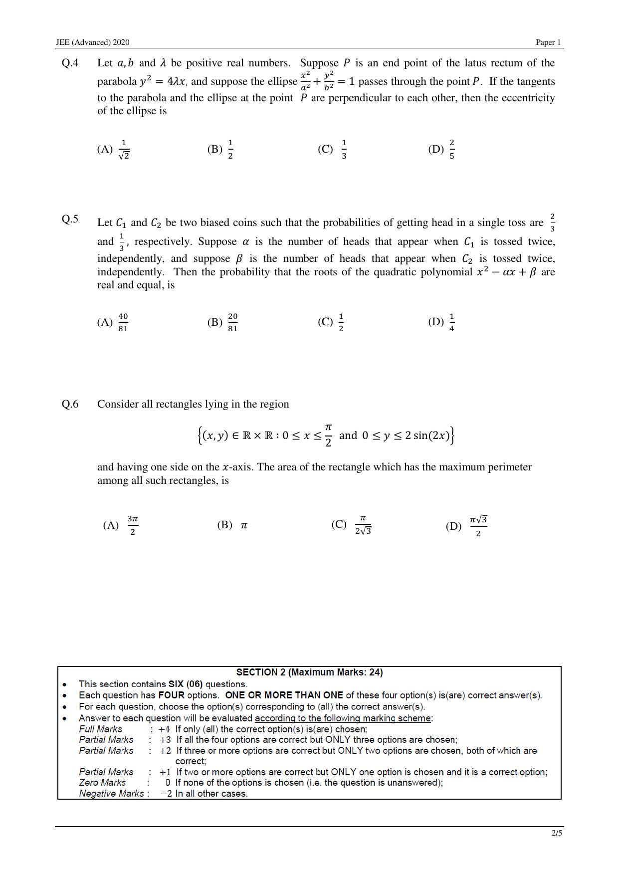 JEE (Advanced) 2020 Paper I - English Question Paper - Page 21