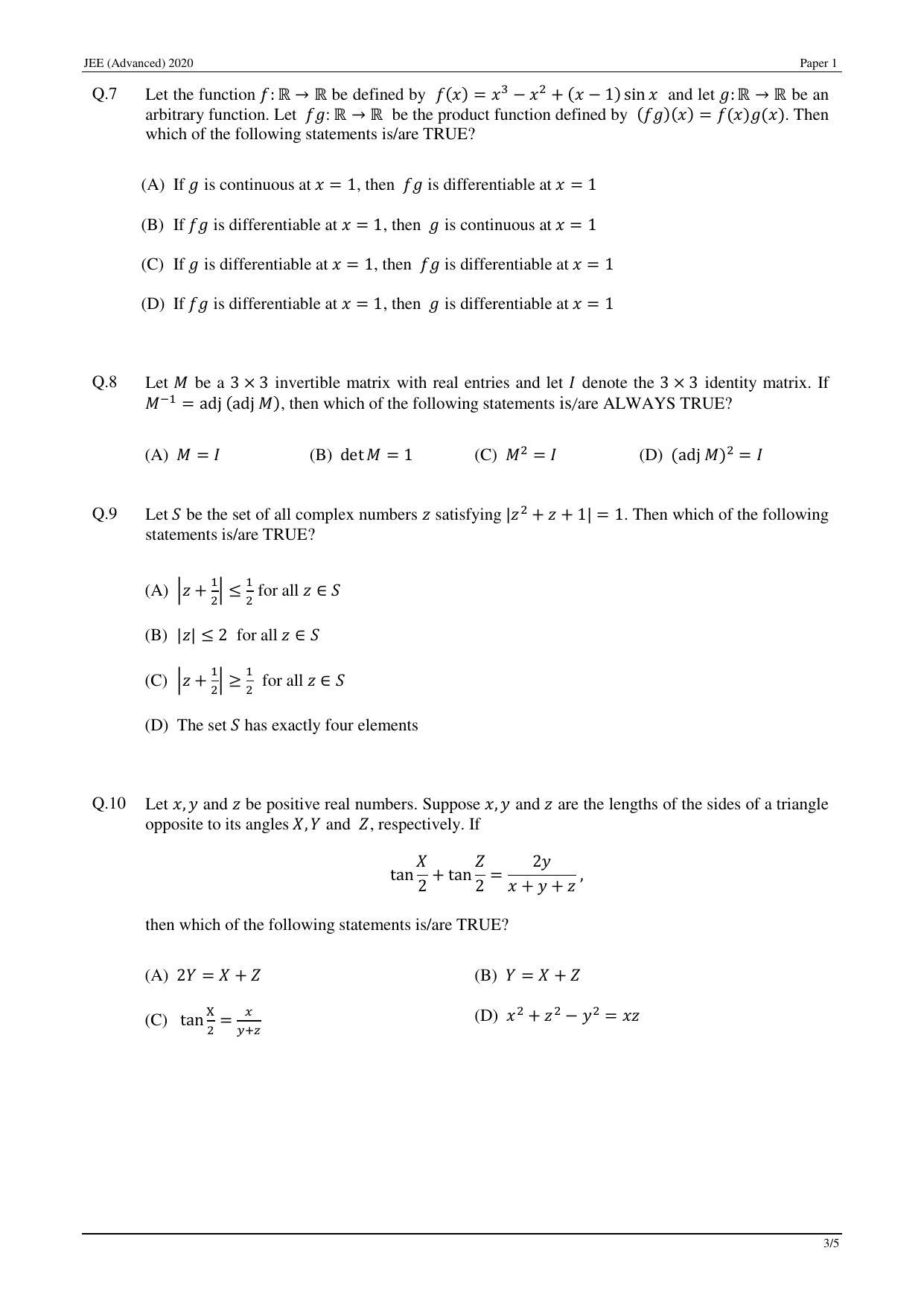 JEE (Advanced) 2020 Paper I - English Question Paper - Page 22
