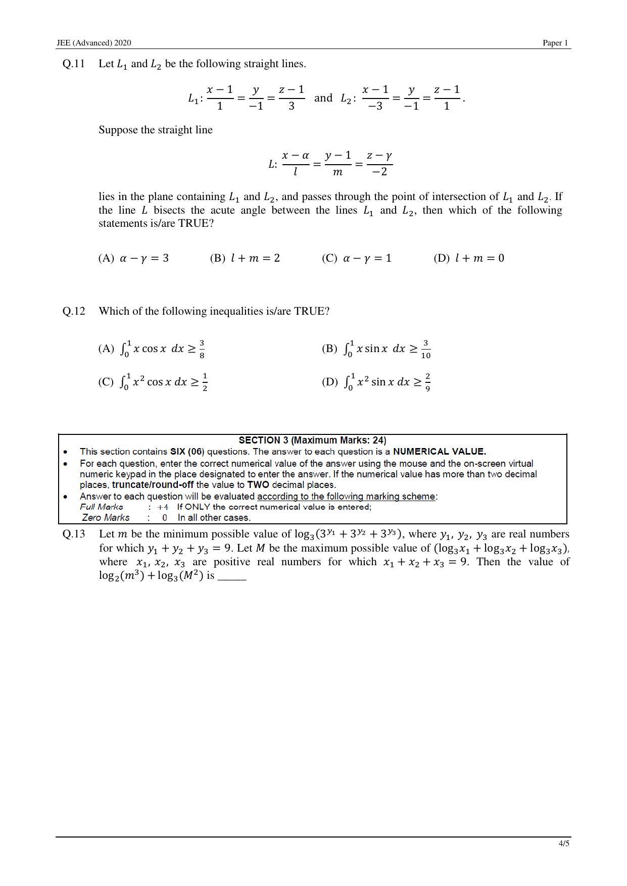 JEE (Advanced) 2020 Paper I - English Question Paper - Page 23