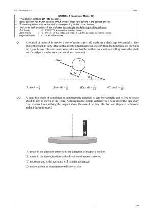 JEE (Advanced) 2020 Paper I - English Question Paper