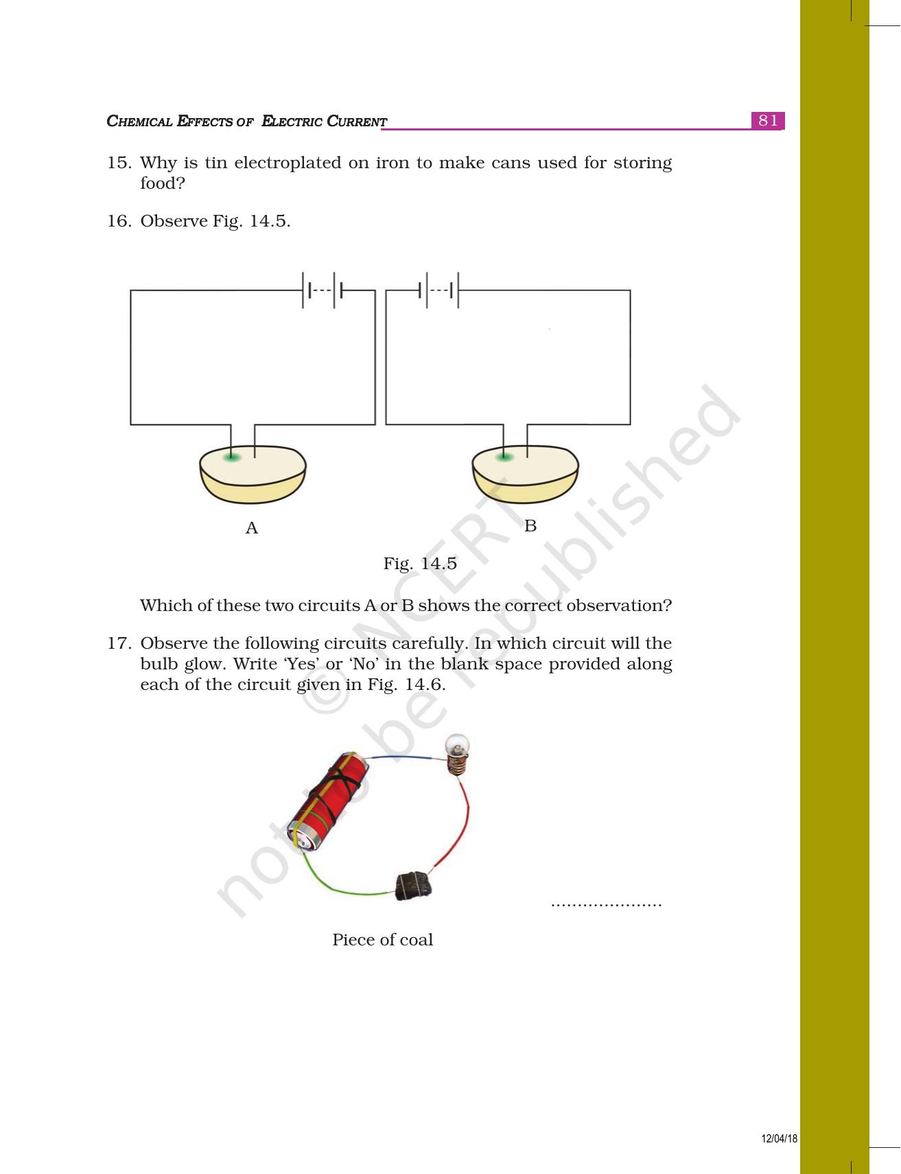 NCERT Exemplar Class 8: विज्ञान यूनिट 14(विद्युत धारा के रासायनिक प्रभाव) - Page 5