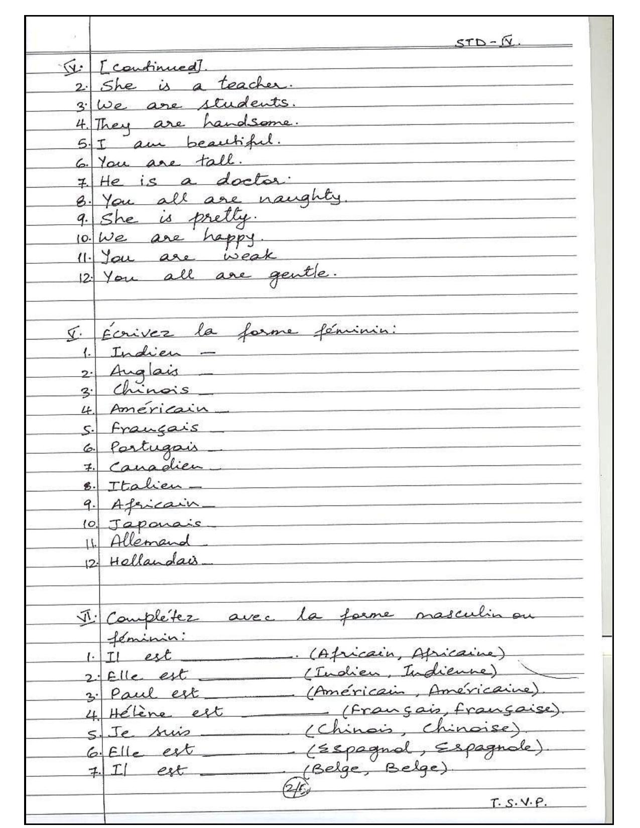 Worksheet for Class 4 French Assignment 10 - Page 2