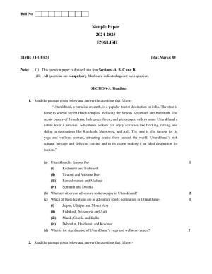 UBSE Class 10 English 2025 Model Paper
