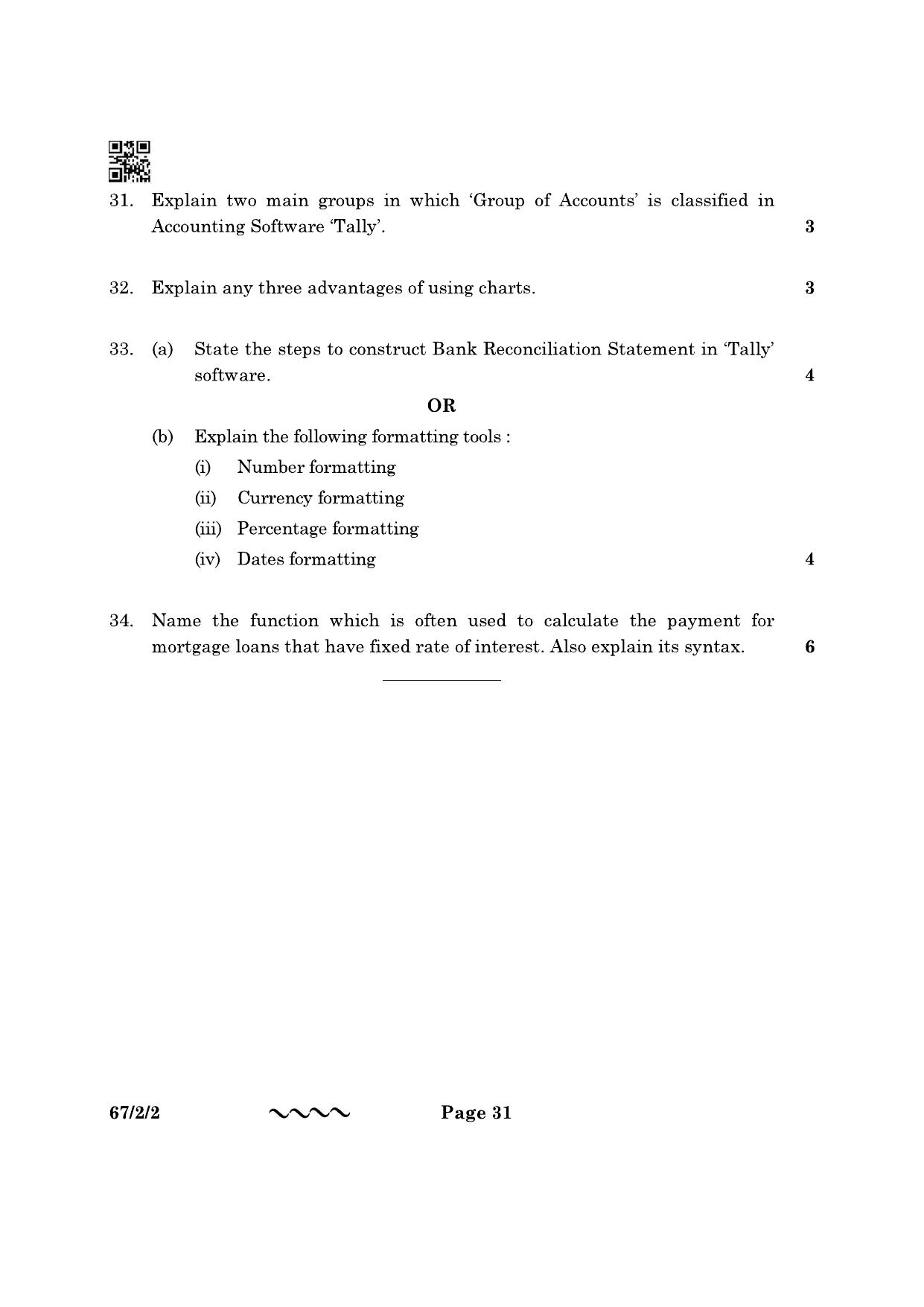 CBSE Class 12 67-2-2 Accountancy 2023 Question Paper - Page 31