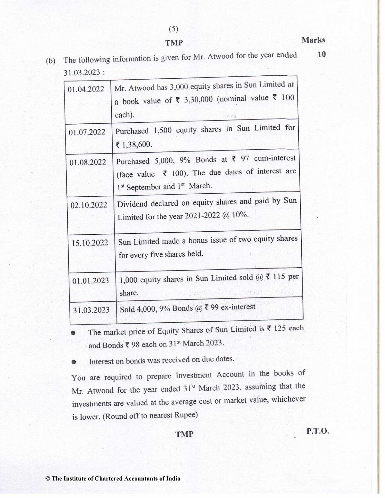CA Inter May 2023 Question Paper - Paper 1 – Accounting - Page 5