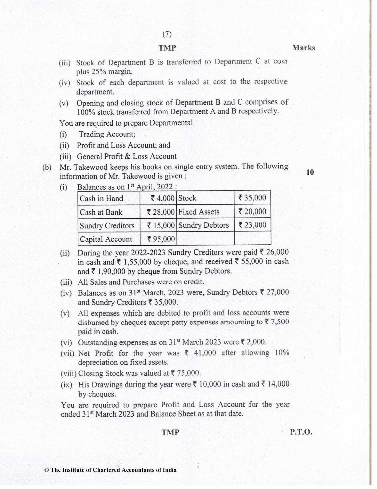 CA Inter May 2023 Question Paper - Paper 1 – Accounting - Page 7