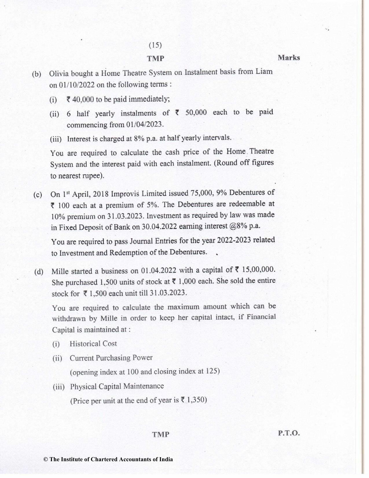 CA Inter May 2023 Question Paper - Paper 1 – Accounting - Page 15
