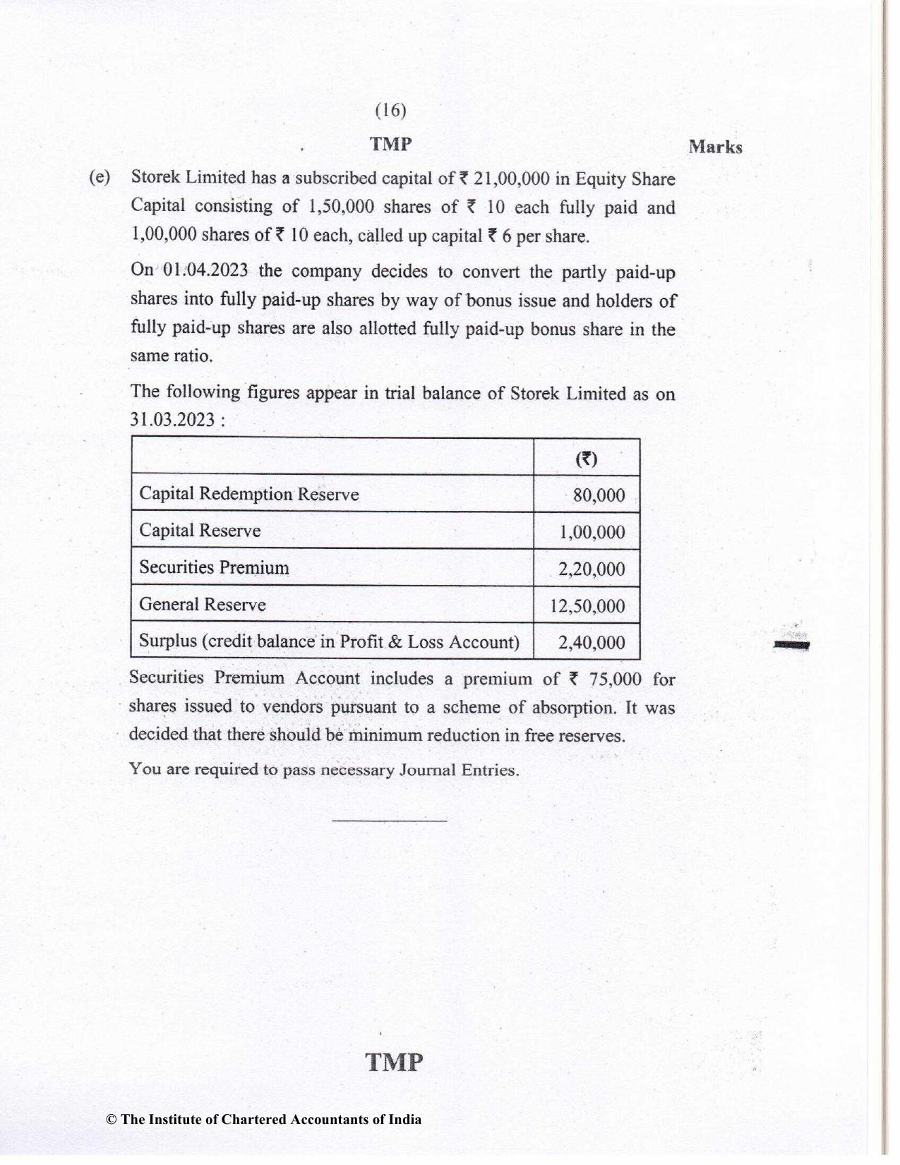 CA Inter May 2023 Question Paper - Paper 1 – Accounting - Page 16