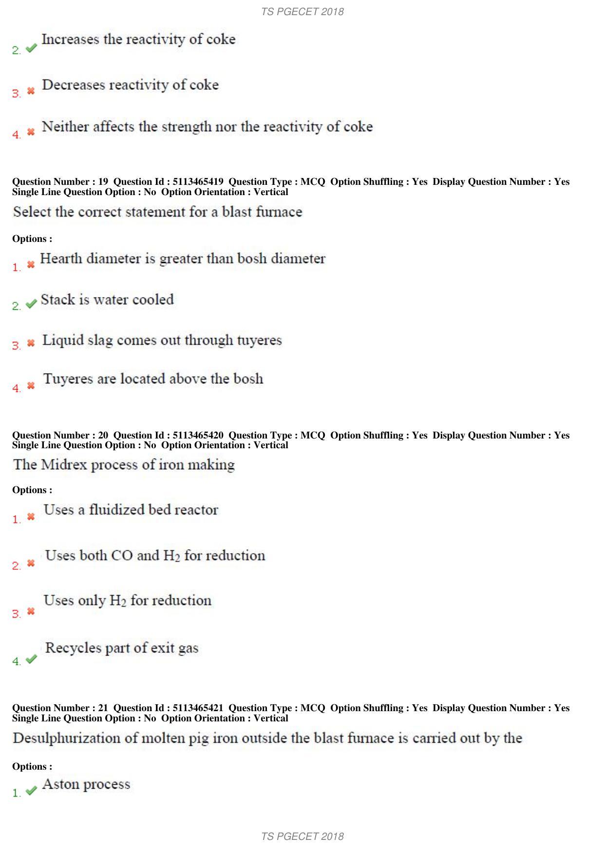 TS PGECET 2018: Metallurgical Engineering Question Papers - Page 8