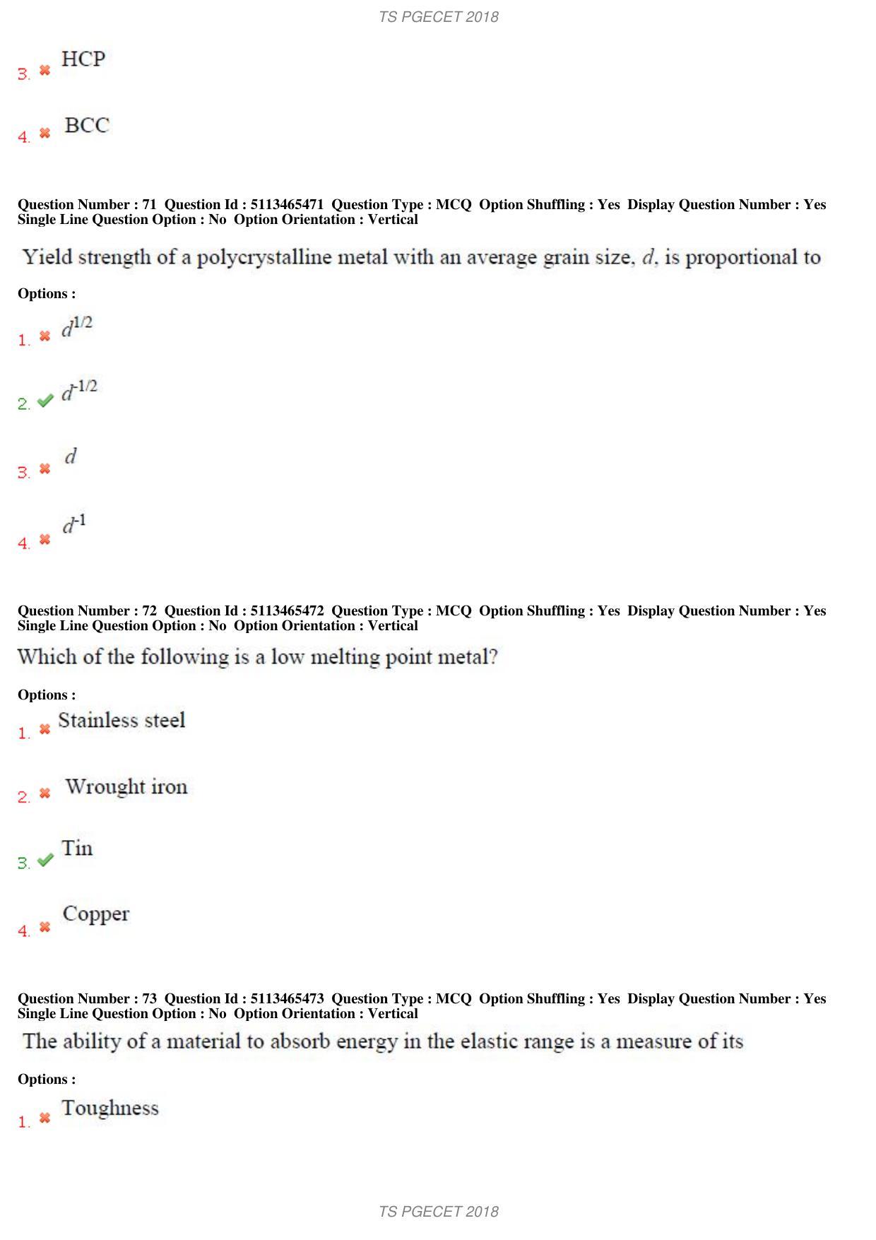 TS PGECET 2018: Metallurgical Engineering Question Papers - Page 26