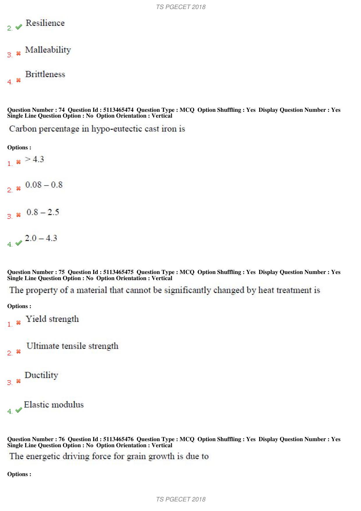 TS PGECET 2018: Metallurgical Engineering Question Papers - Page 27