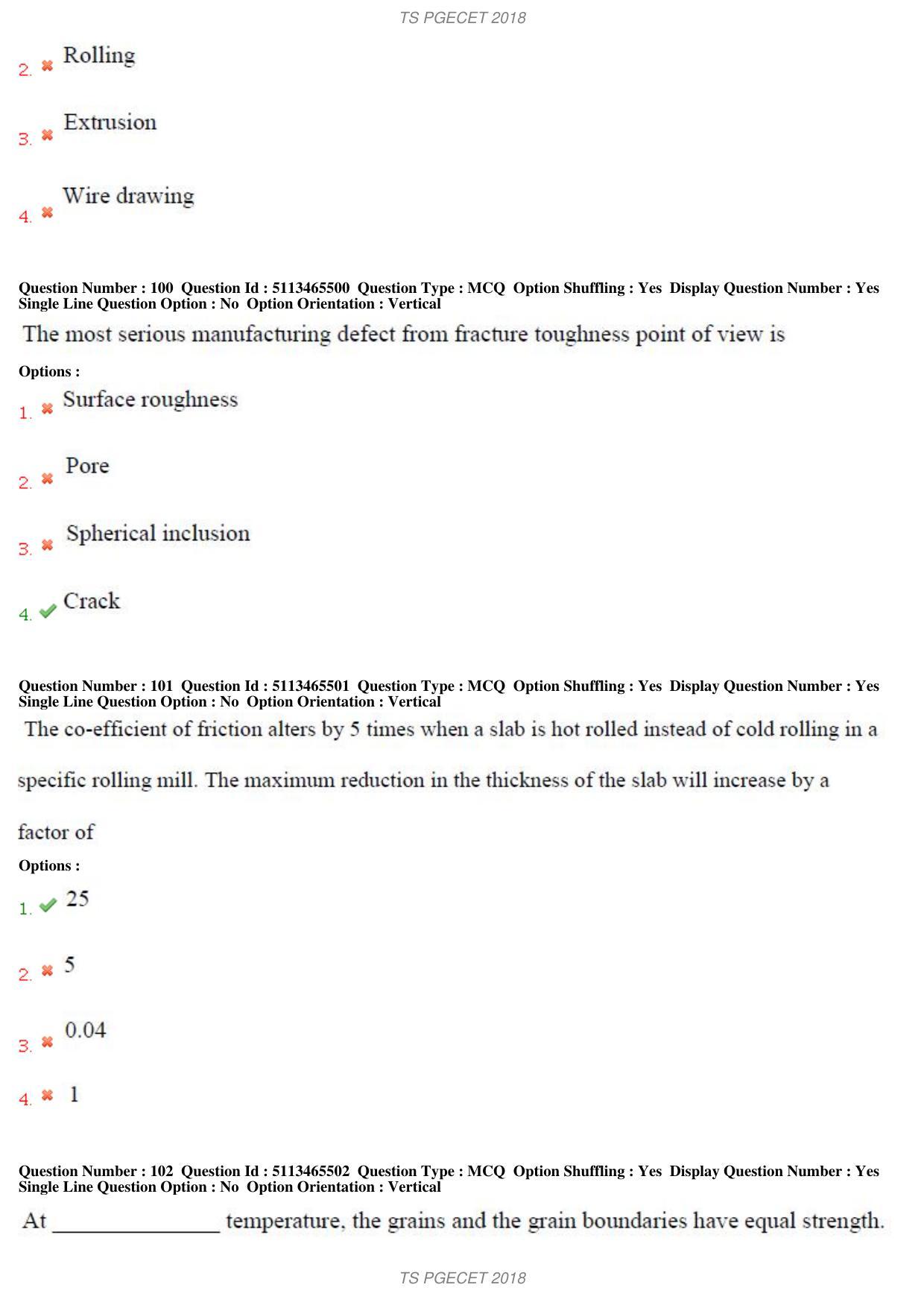 TS PGECET 2018: Metallurgical Engineering Question Papers - Page 36