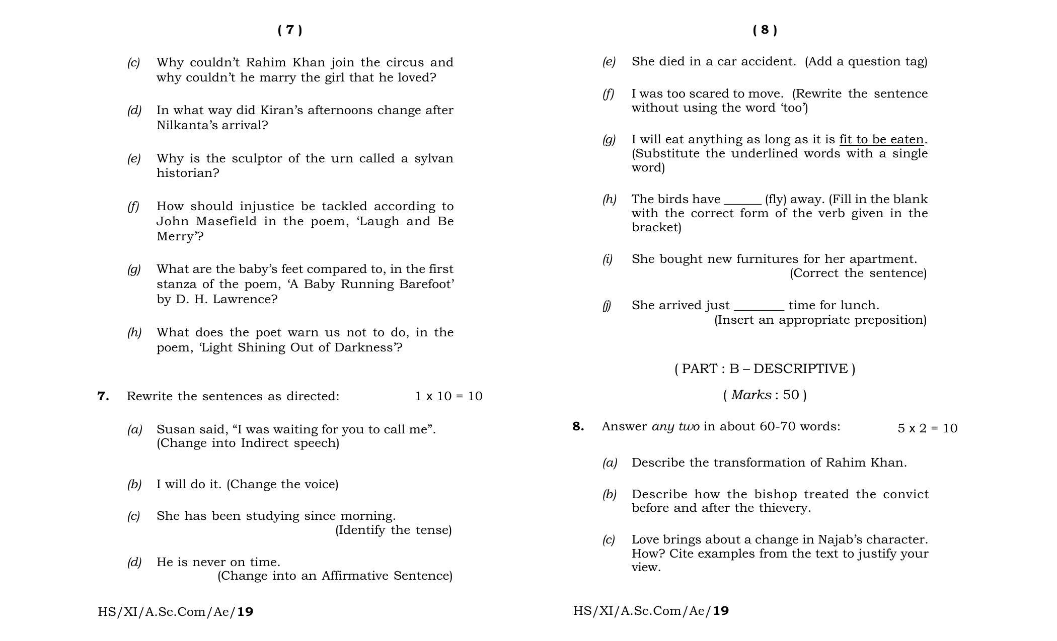 Meghalaya Board (MBOSE) Class 11 Alternative_English 2019 Question Paper - Page 4