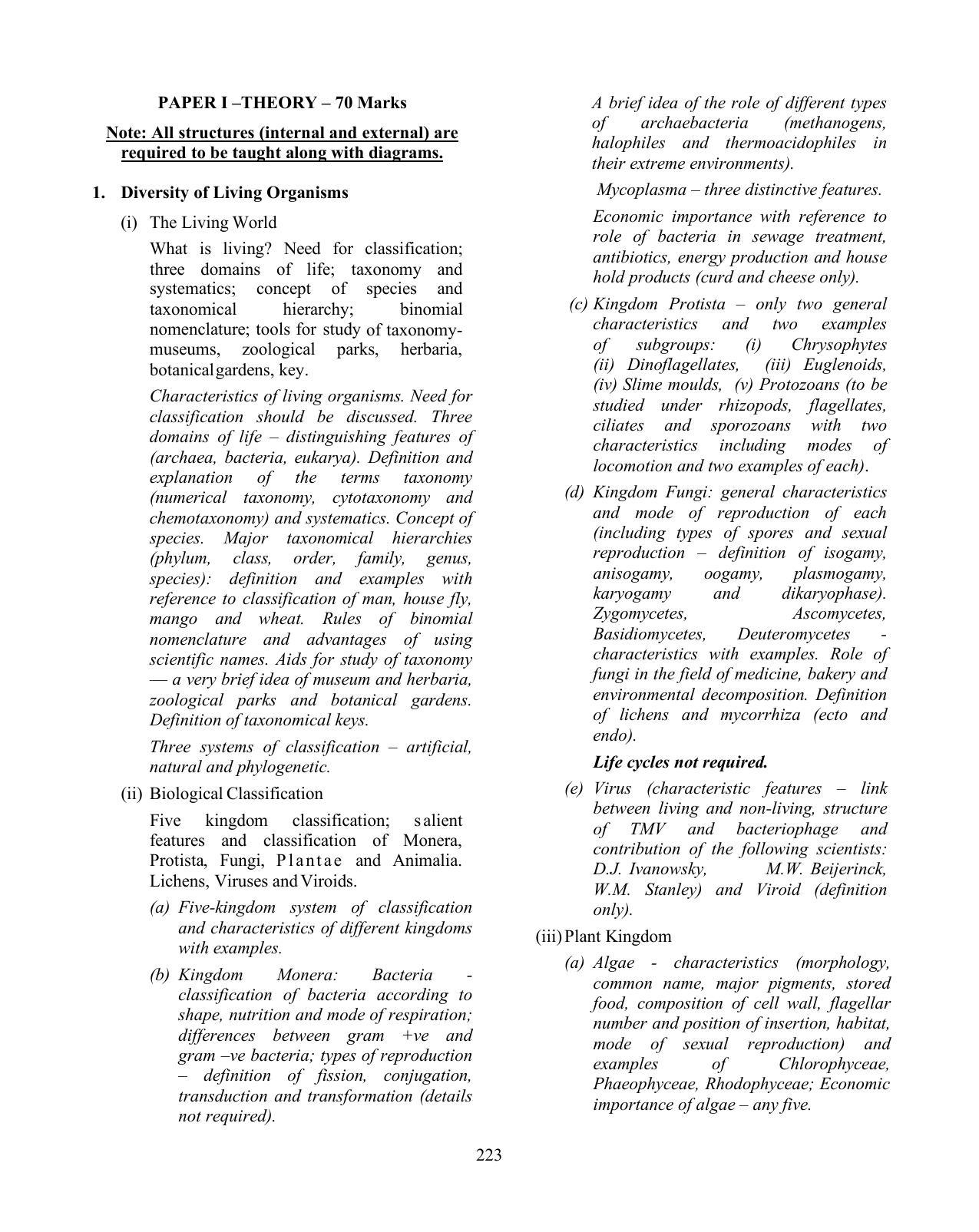 ISC Class XI & XII Biology Syllabus - Page 2