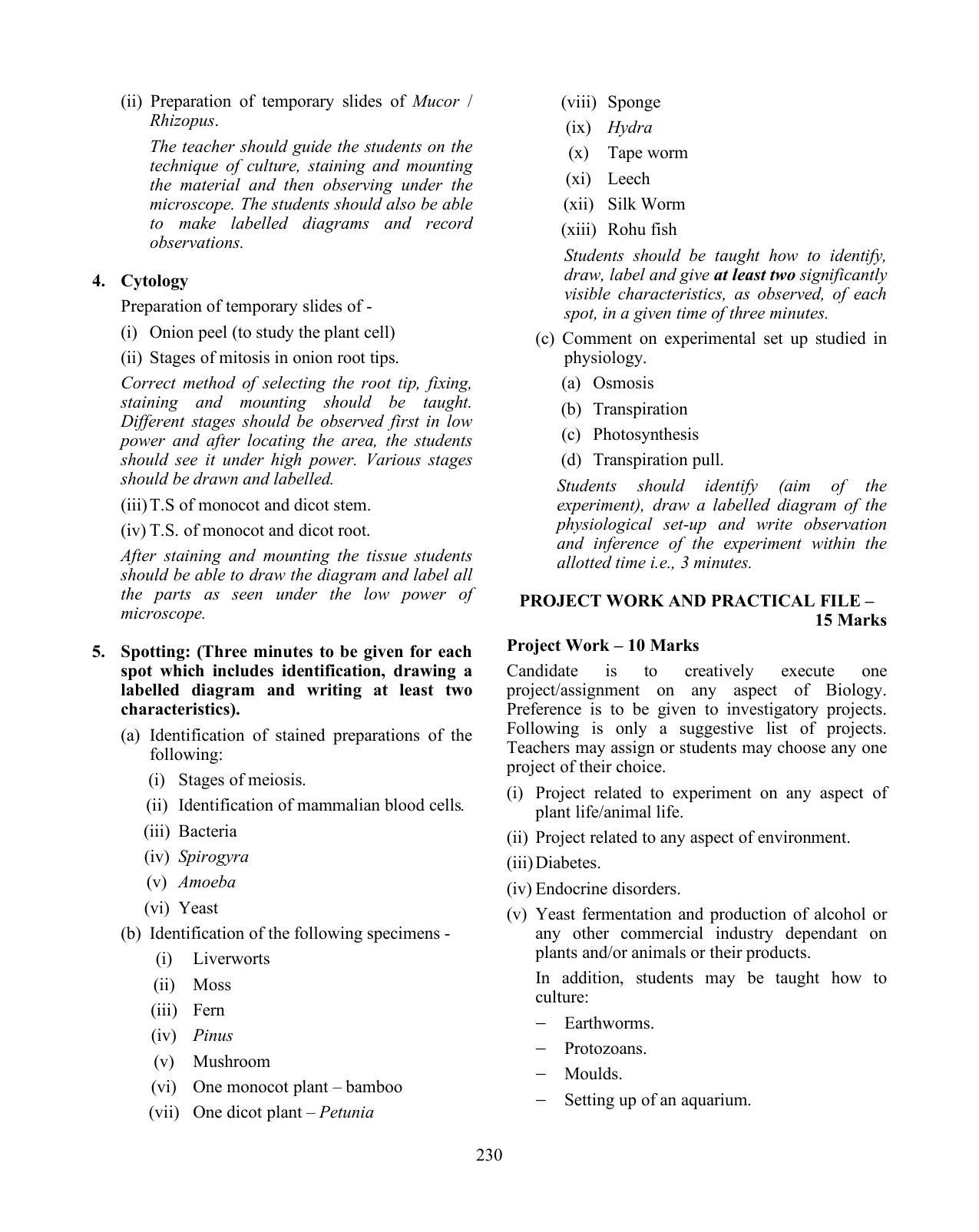 ISC Class XI & XII Biology Syllabus - Page 9