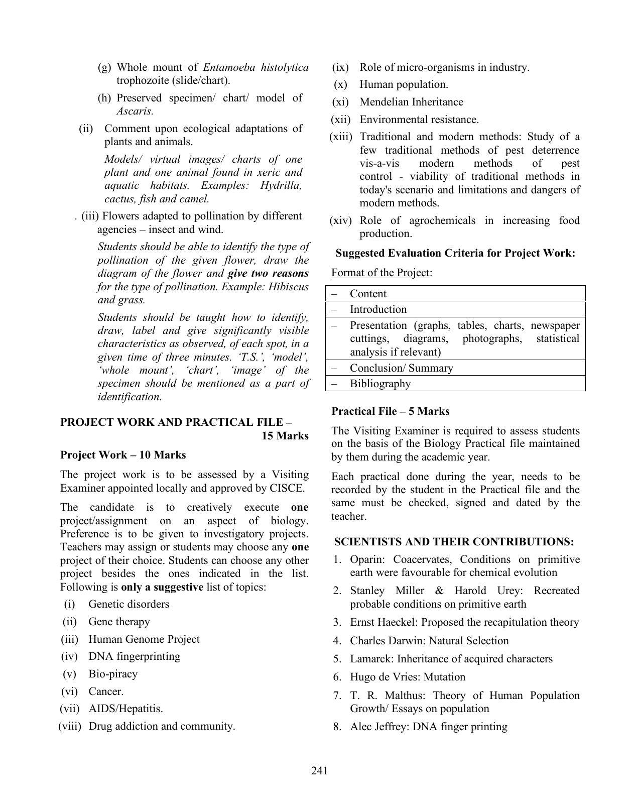 ISC Class XI & XII Biology Syllabus - Page 20