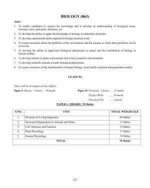 ISC Class XI & XII Biology Syllabus