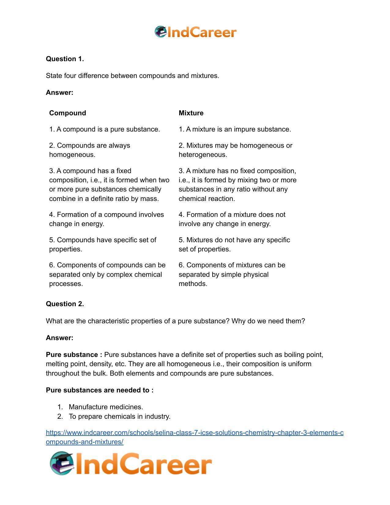 Selina Class 7 ICSE Solutions Chemistry : Chapter 3- Elements, Compounds and Mixtures - Page 5