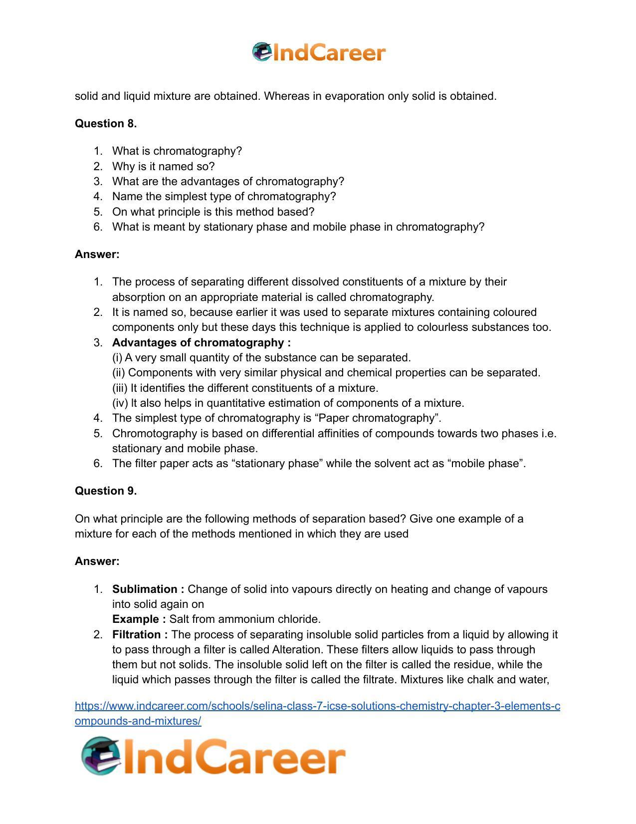 Selina Class 7 ICSE Solutions Chemistry : Chapter 3- Elements, Compounds and Mixtures - Page 8