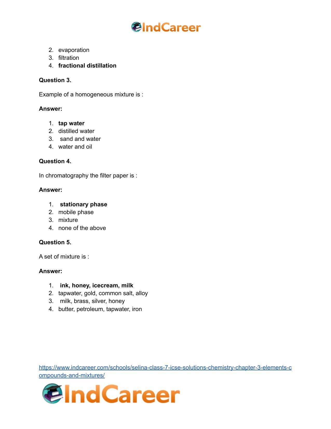Selina Class 7 ICSE Solutions Chemistry : Chapter 3- Elements, Compounds and Mixtures - Page 11