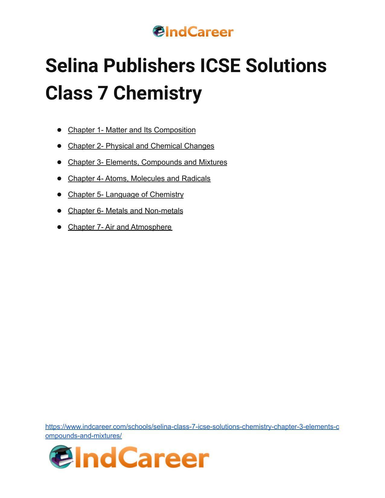 Selina Class 7 ICSE Solutions Chemistry : Chapter 3- Elements, Compounds and Mixtures - Page 13